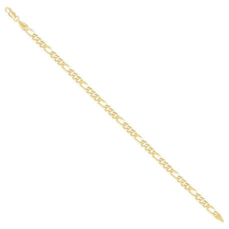 925 Sterling Silver Super Flat Figaro Chain Yellow Plated 120 4.9mm