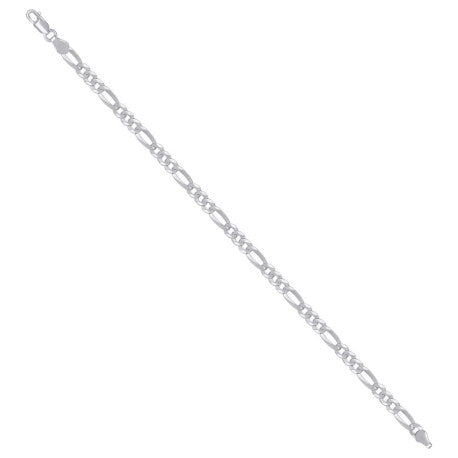 925 Sterling Silver Super Flat Figaro Chain Rhodium Plated 120 4.9mm
