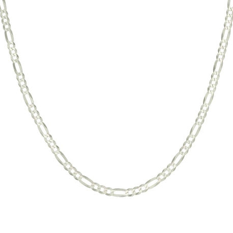 925 Sterling Silver Super Flat Figaro Chain Silver Plated 120 4.9mm
