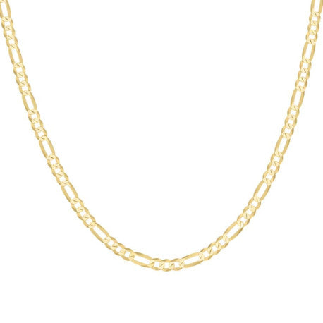 925 Sterling Silver Super Flat Figaro Chain Yellow Plated 120 4.9mm