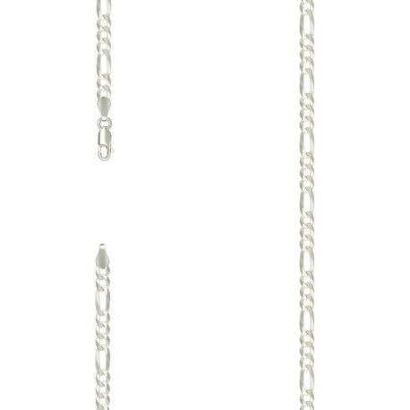 925 Sterling Silver Super Flat Figaro Chain Silver Plated 120 4.9mm
