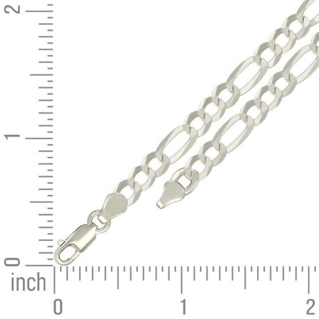 925 Sterling Silver Super Flat Figaro Chain Silver Plated 150 5.6mm