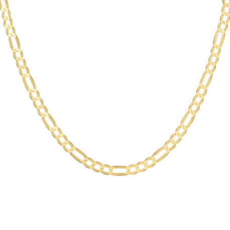 925 Sterling Silver Super Flat Figaro Chain Yellow Plated 150 5.6mm