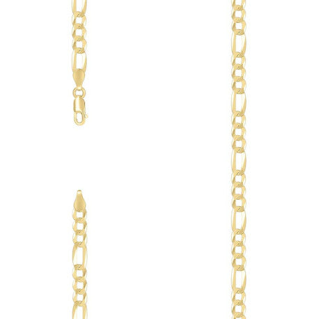 925 Sterling Silver Super Flat Figaro Chain Yellow Plated 150 5.6mm