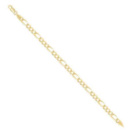 925 Sterling Silver Super Flat Figaro Chain Yellow Plated 150 5.6mm