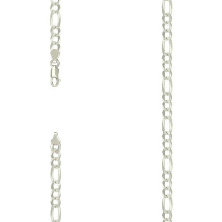 925 Sterling Silver Super Flat Figaro Chain Silver Plated 150 5.6mm