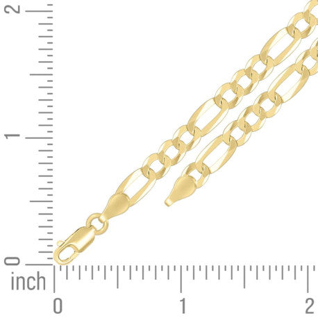 925 Sterling Silver Super Flat Figaro Chain Yellow Plated 150 5.6mm