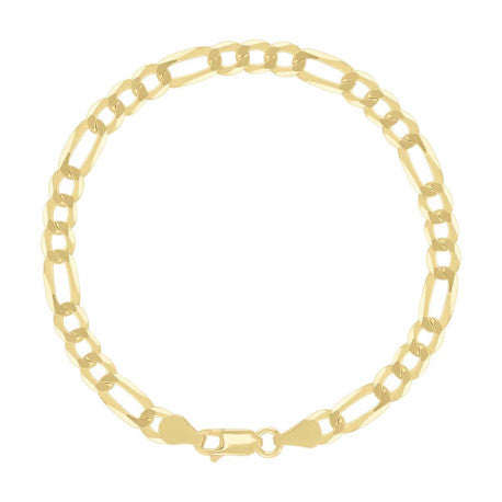 925 Sterling Silver Super Flat Figaro Chain Yellow Plated 150 5.6mm