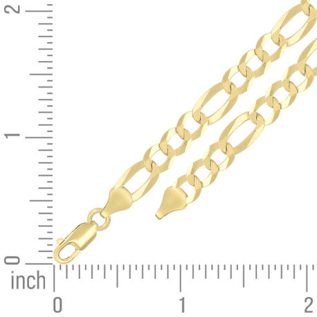 925 Sterling Silver Super Flat Figaro Chain Yellow Plated 160 6.6mm