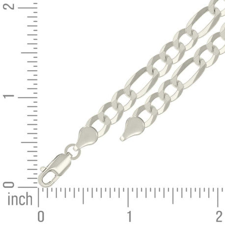 925 Sterling Silver Super Flat Figaro Chain Silver Plated 160 6.6mm