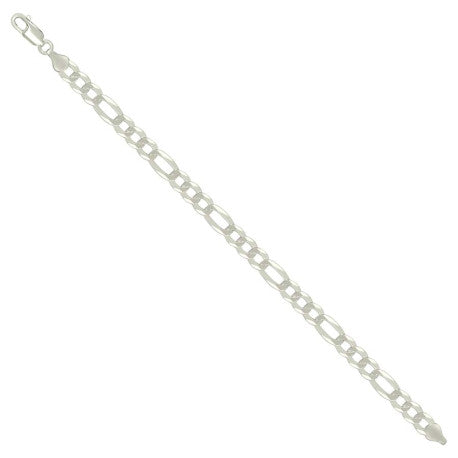 925 Sterling Silver Super Flat Figaro Chain Silver Plated 160 6.6mm