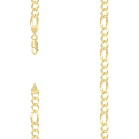 925 Sterling Silver Super Flat Figaro Chain Yellow Plated 160 6.6mm