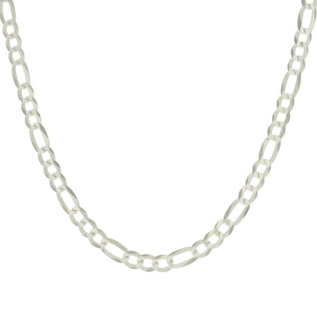 925 Sterling Silver Super Flat Figaro Chain Silver Plated 160 6.6mm