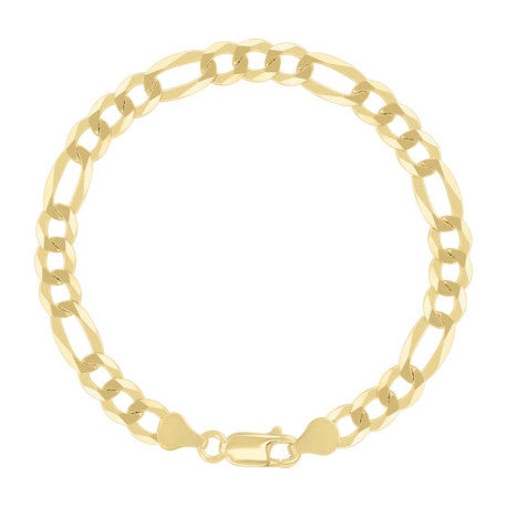 925 Sterling Silver Super Flat Figaro Chain Yellow Plated 160 6.6mm