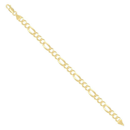 925 Sterling Silver Super Flat Figaro Chain Yellow Plated 160 6.6mm