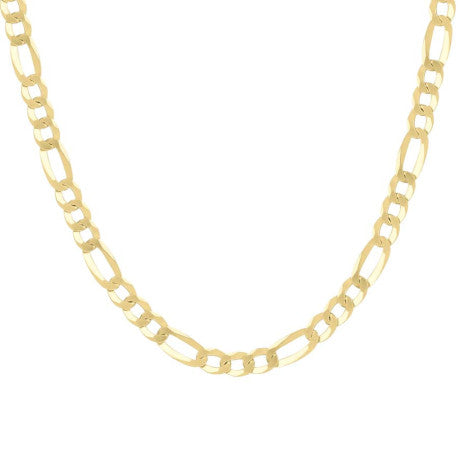 925 Sterling Silver Super Flat Figaro Chain Yellow Plated 180 7.8mm
