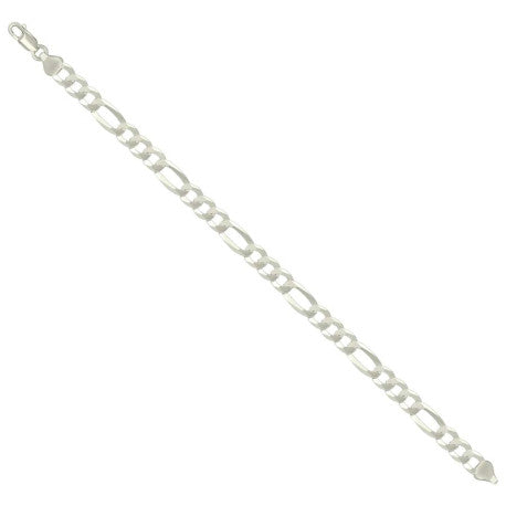 925 Sterling Silver Super Flat Figaro Chain Silver Plated 180 7.8mm