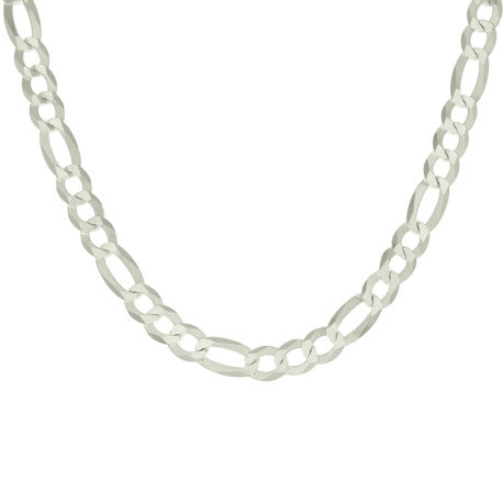 925 Sterling Silver Super Flat Figaro Chain Silver Plated 200 8.9mm