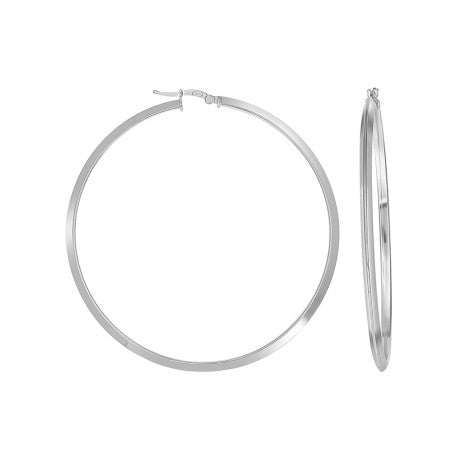 925 Silver Triangle Hoop Earrings 3mm-60-Silver