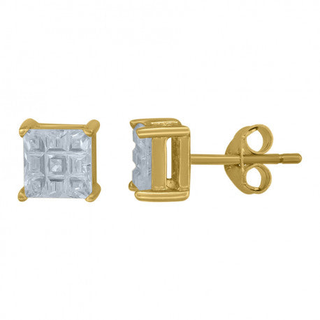 925-Square 9Segment 6mm Earrings