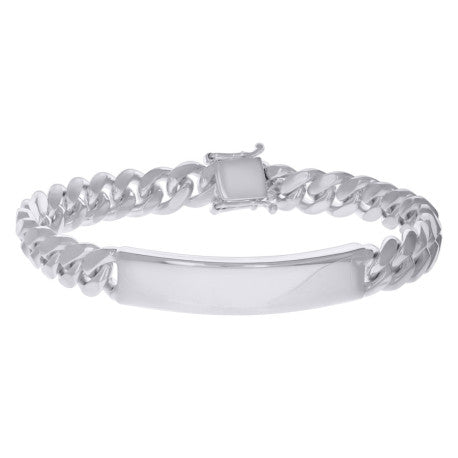 925-Sterling-Rhodium Solid Miami Cuban Id Bracelet