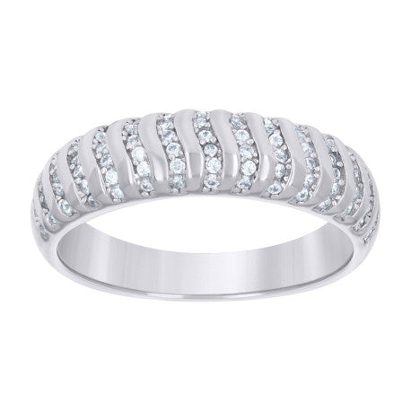 925 Sterling Silver 0.40Ctw Moissanite Ring Band S