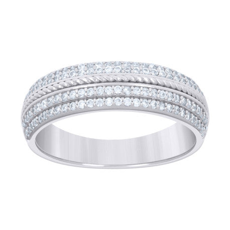925 Sterling Silver 0.59Ctw Moissanite Ring Band S