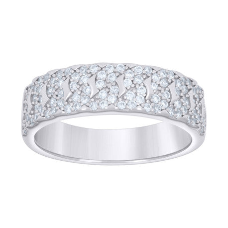 925 Sterling Silver 0.61Ctw Moissanite Ring Band S