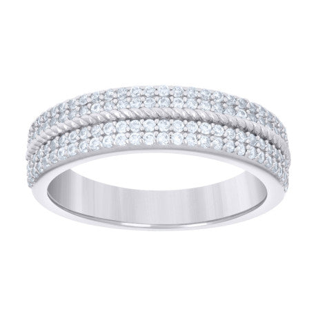 925 Sterling Silver 0.71Ctw Moissanite Ring Band S