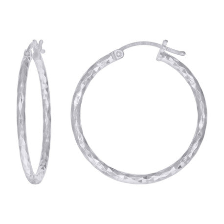925 Sterling Silver 2mm-25mm Hoop Earring Silver Finish