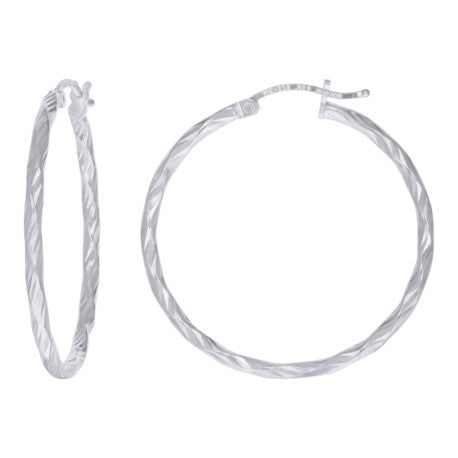925 Sterling Silver 2mm-30mm Hoop Earring Silver Finish