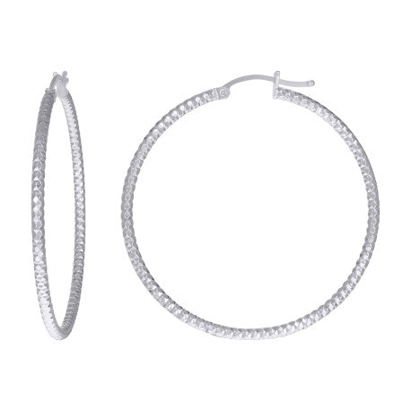 925 Silver 2mm-40mm Hoop Earring Silver Finish