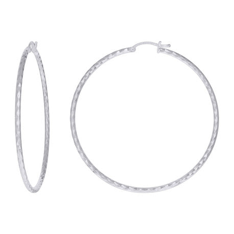 925 Sterling Silver 2mm-55mm Hoop Earring Silver Finish