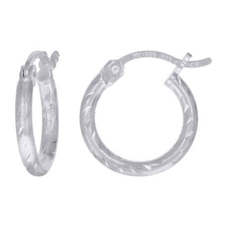 925 Sterling Silver 2mm Hoop Earring Silver Finish