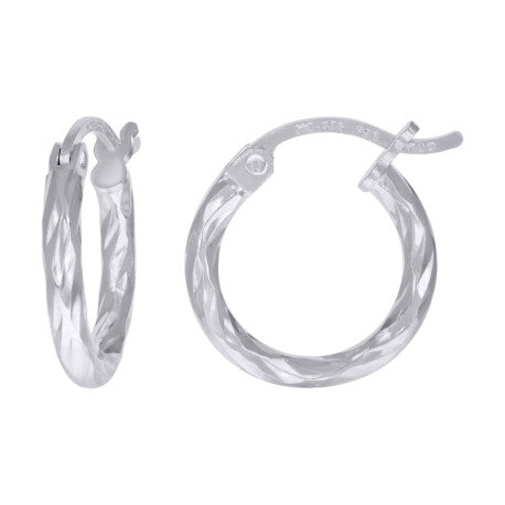 925 Sterling Silver 2mm Hoop Earring Silver Finish
