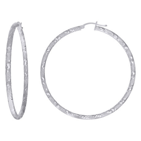 925  Silver 3mm-55mm Hoop Earring Silver Finish
