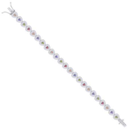 925 Sterling Silver Cz Bracelet 7 Inches