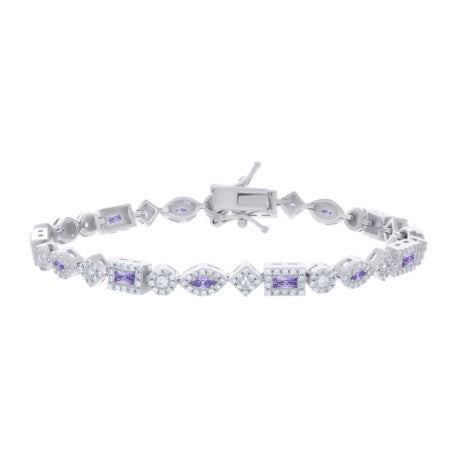 925 Sterling Silver Cz Bracelet 7 Inches