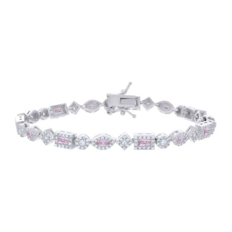 925 Sterling Silver Cz Bracelet 7 Inches