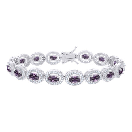 925 Sterling Silver Cz Bracelet 7 Inches
