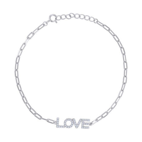 925 Sterling Silver Cz Bracelet 7"+1"