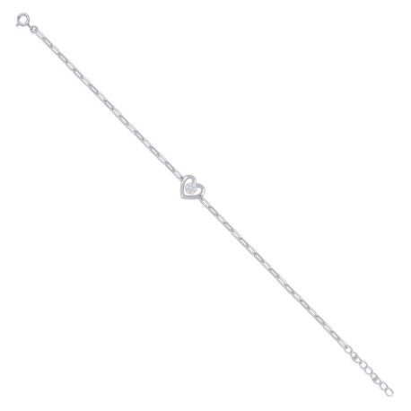 925 Sterling Silver Cz Bracelet 7"+1"