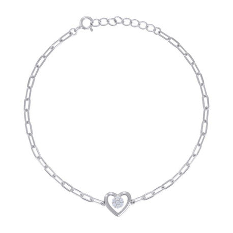 925 Sterling Silver Cz Bracelet 7"+1"