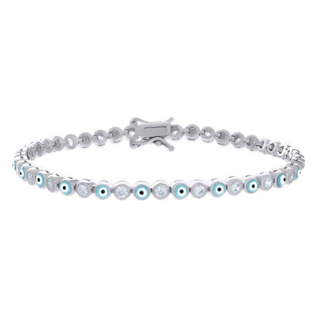 925 Sterling Silver Cz Bracelet 7.25 Inches