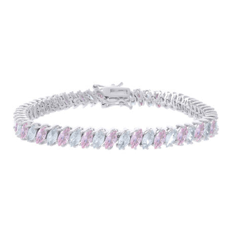925 Sterling Silver Cz Bracelet 7.25 Inches