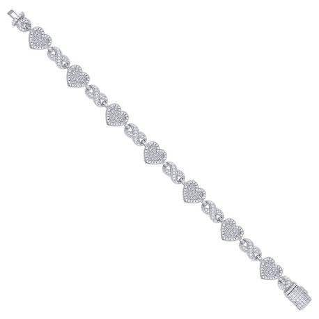 925 Sterling Silver Cz Bracelet 7.5"