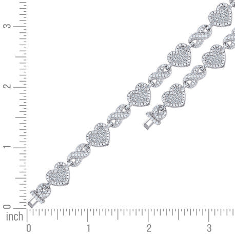 925 Sterling Silver Cz Bracelet 7.5"