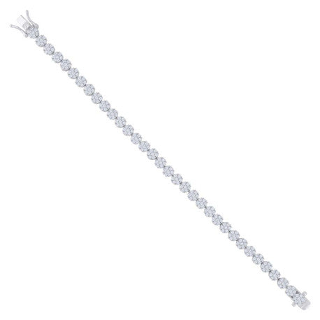 925 Sterling Silver Cz Bracelet 7"
