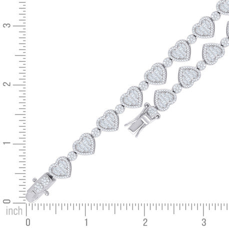 925 Sterling Silver Cz Bracelet 7"