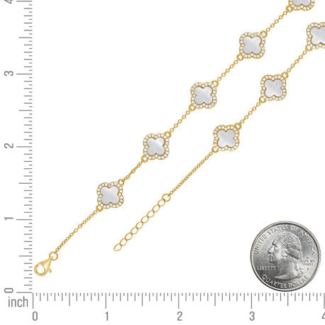 925 Sterling Silver Cz Bracelet 8" (7"+1")